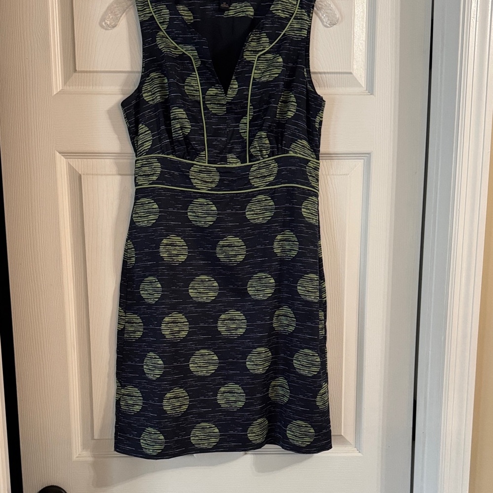 Banana Republic Navy and Lime Polka Dot Dress